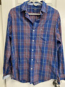 IZOD Mens Button Down Long Sleeve Medium Spring Plaid blue/pink